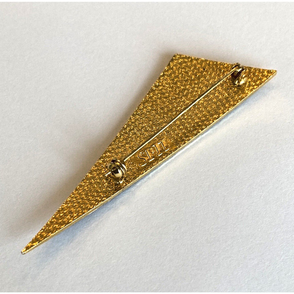 Vintage Siti Jewelry Brooch Mod Geometric Enamel On Goldtone Pin Retro Triangle - Picture 3 of 7